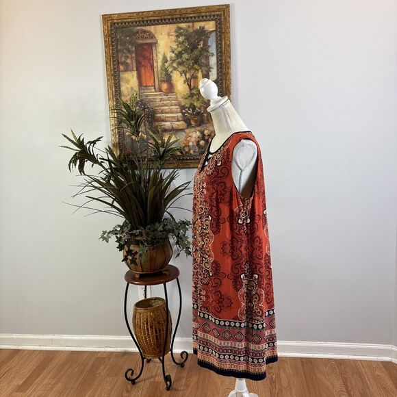 Dressbarn Dress Women A-Line Sundress Cottagecore Bohemian XL Deep V-Neck Sheath - Picture 3 of 10